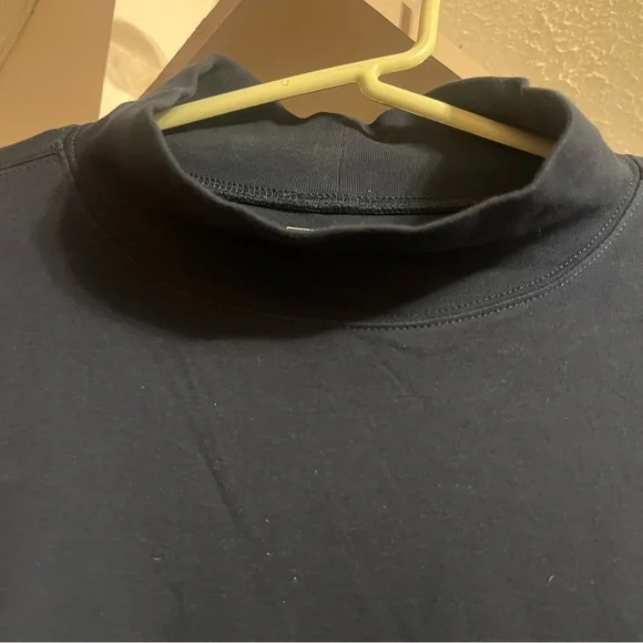 Men's L.L. Bean Carefree Unshrinkable Mockneck Shirt Navy Blue Size XL Tall - Picture 4 of 7